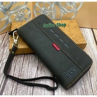 Clutch Long Zip Leather Wallet Genuine Cow Leather Purse Dompet Kulit Panjang