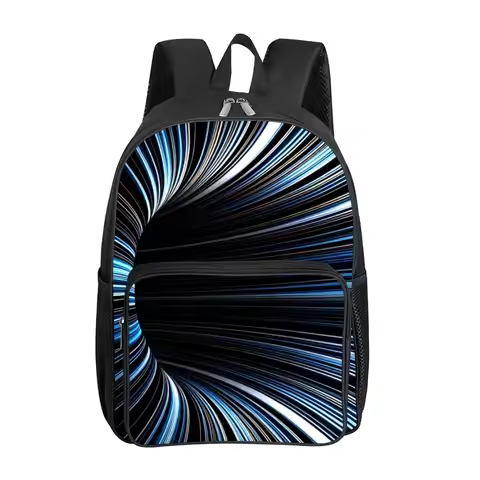 Laser Vortex Print Square Front Pocket Backpack Large Capacity for Boy/Girls Best Gift 3D Cartoon Ch