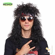 ME 70s 80s Rockstar Wig, Punk Curvy Halloween Party Cosplay Wig, Long Fluffy Mullet Wig