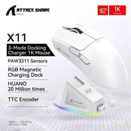 Attack Shark X11 Paw3311 22000DPI Buletooth Three Mode Rgb Dock Lightweight Game E-Sports