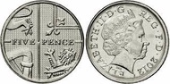 （收藏）女王頭伊莉莎白2世五便士硬幣英鎊