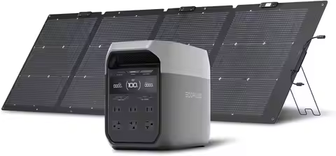 （Local US Inventory）Solar Generator Delta 3 with 220W Bifacial Panel, 1024Wh 1800W Portable Power St