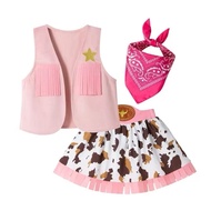 3in1 cowgirl pink denim skirt set | Cowboy set pink costumeGirl
