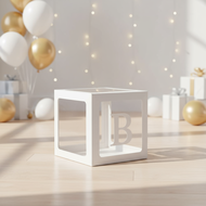 A-Z Alphabet & Numeral Balloon Box - 30x30cm Clear Display for Birthday and Event Decorations  Kotak