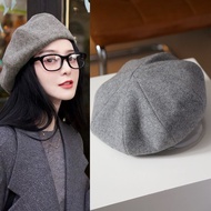 CA4LA Fan Bingbing Same Style Beret Women Autumn Winter Big Head Circumference Octagonal Hat Gray Cl