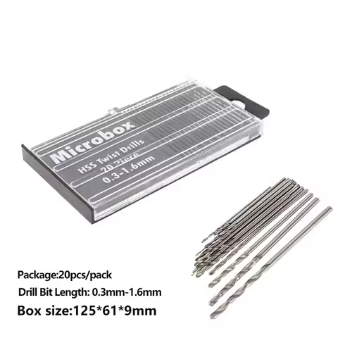 20Pcs 0.3mm-1.6mm Hand Drill Bit Set Semi-Automatic Mini HSS Spiral Twist- Drill Bit Craft Jewelry W
