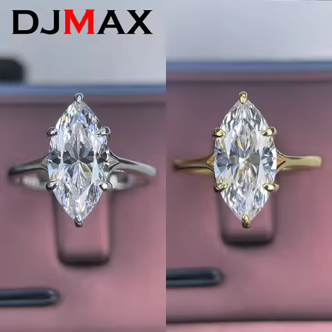DJMAX 3ct Marquise Moissanite Rings for Women S925 Sterling Silver Jewelry Premium Women's Moissanit