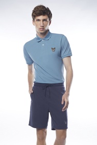 ESP เสื้อโปโลลายเฟรนช์ชี่ ผู้ชาย สีฟ้า | Frenchie Polo Shirt | 03796