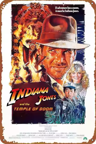 1p,INDIANA JONES AND THE TEMPLE OF DOOM Movie poster Vintage Metal signage Vintage tin signage for c