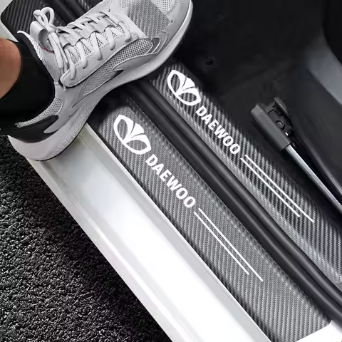 Car Carbon Sill Plate Protector Stickers For Daewoo Kalos Lanos Nexia Matiz Nubira Espero Gentra T25