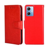 全城熱賣 - 適用於小米 Redmi Note 12 China 水晶紋左右開手機皮套（紅色）