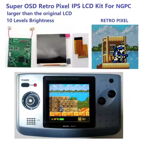 Newest Super OSD DIY Coloful Q5 Larger Screen LCD display For NGPC Backlight LCD Kit For NEOGEO Pock