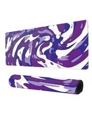 紫色層狀液體抽象電腦滑鼠墊大型遊戲擴展滑鼠墊,縫合不滑橡膠底鍵盤滑鼠墊,適用於電腦辦公室遊戲pc,31.5×11.8英寸