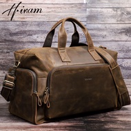 Hiram Genuine Leather Vintage Men Travel Luggage Bags Totes Bags Shoulder Messenger Bags Handbag Mal