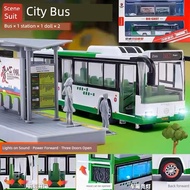 Simulation Alloy Bus Bus Bus City Traffic Guangdong Bus Platform Open Door Children's Car Model