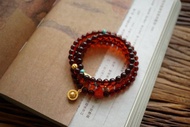 6mm天然原礦血珀 古法銀配飾朱砂配飾。設計多圈手鍊手串項鍊s
