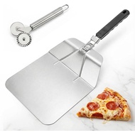 2-in-1 Stainless Steel Pizza Peel Set with Folding Handle & Multifunction Dough Cutter - Professiona
