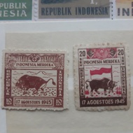 PREMIUM Perangko pertama Republik Indonesia 1946 set 2 prangko 10 dan