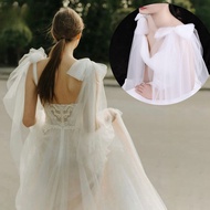 Bridal Bolero Shoulder Veil with Bow - Detachable Cape  60x80cm White/Black/Red for Wedding Dress
