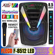 Speaker Bluetooth Full Bass Karaoke Wireless Fleco F-8809 LED 85 Inch GRATIS ( MIC TANPA KABEL + ST