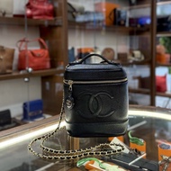 chanel  Vanity Case  vintage 化妝箱 黑色荔枝皮