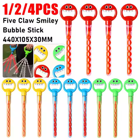 1/2/4PCS Smiley Bubble Stick With 32 Hole Five Claw Leakproof Smiling Face Bubble Wand Stick Bubble 