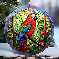 Touber Christmas 2023 Ornament, Christmas Decoration, Holiday Present Idea, Heirloom Keepsake, Round Ceramic, Gift Exchange, Gift Idea, Parrot