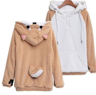 Harajuku Japanese Kawaii Doge Shiba Inu Hoodie Coat Sweater Plush Clothes Thick Anime Hooded Hoodies