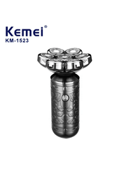 男士禿鼻理髮刀 Kemei Km-1523 充電式便攜式小型防水電動 4D 7頭剃刀，適用於禿頭男士