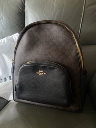 全新Coach 深棕色皮經典印花女士背包