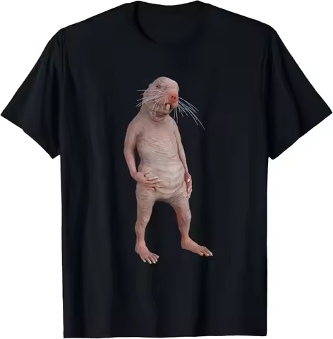 I Really Like Naked Moles, Okay? Funny Naked Mole Rat T-shirt Short Sleeve Crew Neck Loose Shirt Fun