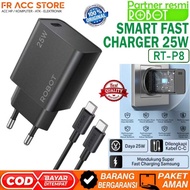 Charger 25w ROBOT RT-P8 Charger PD 25W Type C to Type C Charger Fast Charging 25W Free cable C to C 