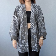 印尼蠟染輕薄涼爽和服罩衫 NAKURA - 霧灰 - NAK003