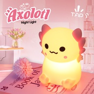 Cute Axolotl Night Light Silicone Nursery Sleeping Lamp Touch Control Nightlights USB Rechargeable T