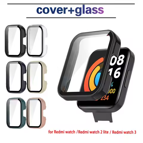 Hard PC Case Tempered Glass Screen Protector Protective Cover for Redmi Watch 2 Lite / Mi Watch Lite