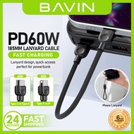 BAVIN CB411 Portable PD 60W Fast Charging Cable | Type-C to Type-C / Type-C to iP w/ Lanyard Design