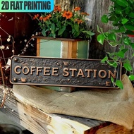 2D COFFEE STATION Flat Print Wall Sculpture Vintage Aluminum Art 40x10cm CIFbuy