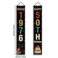 Retro 50th Birthday Door Banners Vintage 1976 "Happy 50th" Porch Decorations for 50th Birthday Party