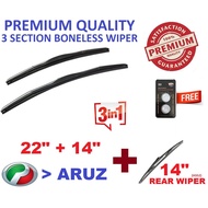 PERODUA ARUZ 3-SECTION WIPER BLADE SIZE: 22"+14" C/W 14' REAR WIPER SET