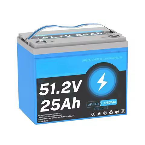 51.2V25Ah Lithium LiFePO4 Battery, Built-in 50A BMS, Max. Up to 2560W Power, 48V Lithium Battery wit