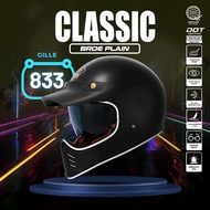 Gille Helmet 833 CLASSIC Plain Retro Motorcycle Helmets Vintage Full Face Single Visor