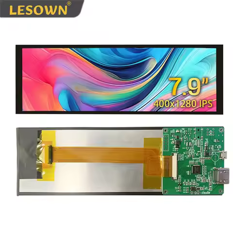 LESOWN High Brightness 500Nits Stretch Bar LCD Screen 7.9 inch IPS 400x1280 HDMI Display Module for