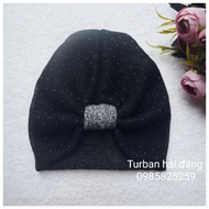 Black shimmer turban with bright glitter knob