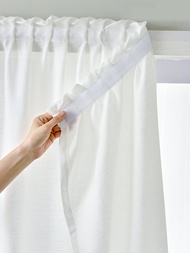 No Drill Magic Tape  white curtains  Daily White Simple Solid Color  Hook-and-Loop Fastener sheer cu