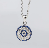Zircon Evil Eye Charm Necklace Turkish Evil Eye Necklace Evil Eye Protection 925 Sterling  สร้อยคอเง