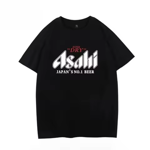 2026 Summer New Asahi Beer T-shirt Asahi Beer Short-sleeved Japanese Loose Summer Men and Women Coup