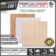 WALLPAPER DINDING KAYU AESTHETIC (BISA COD) Wallpaper Foam 3d Motif Kayu 70x77Cm 3MM Wallpaper Motif