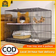 With 4 Wheels Cat Cage Multi Level Cat House Foldable Cage with Wheels Heavy Duty for Cats Indoor