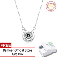 สร้อยคอลายเกือกม้า BAMOER สำหรับผู้หญิง925เงินสเตอร์ลิง D สี Moissanite สร้อยคอลายเกือกม้าเกือกม้านำ