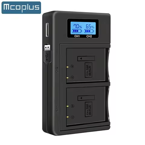 Mcoplus EN-EL20 ENEL20A USB Dual Battery Charger for Coolpix P950, P1000, P1100, Nikon 1 AW1, 1 J1, 